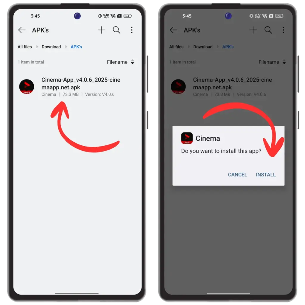 Instale o APK